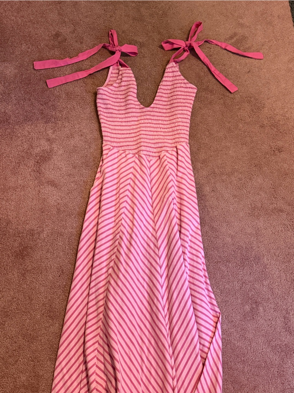 Free People Pink Striped Dress with Pockets